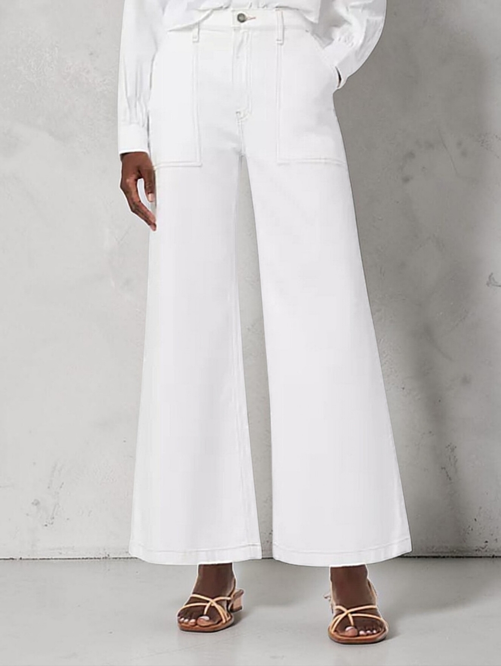 Hudson Jodie Wide Leg High Rise Cropped Denim Jeans in White Size 27 NWT